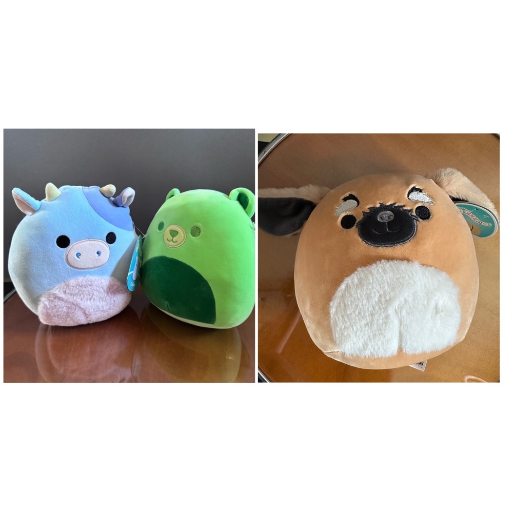 3 NWT Squishmallows 8" Gobo Clayton and Bobzi